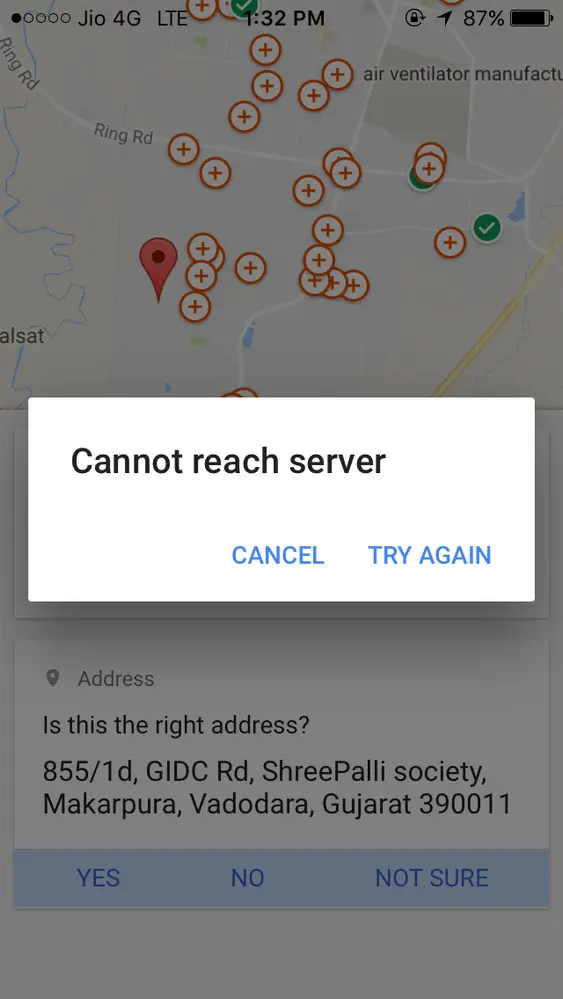 Google Maps Server Error