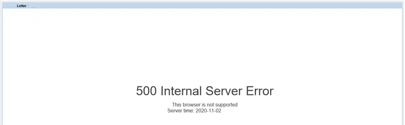 Internal Server error HTTP 500