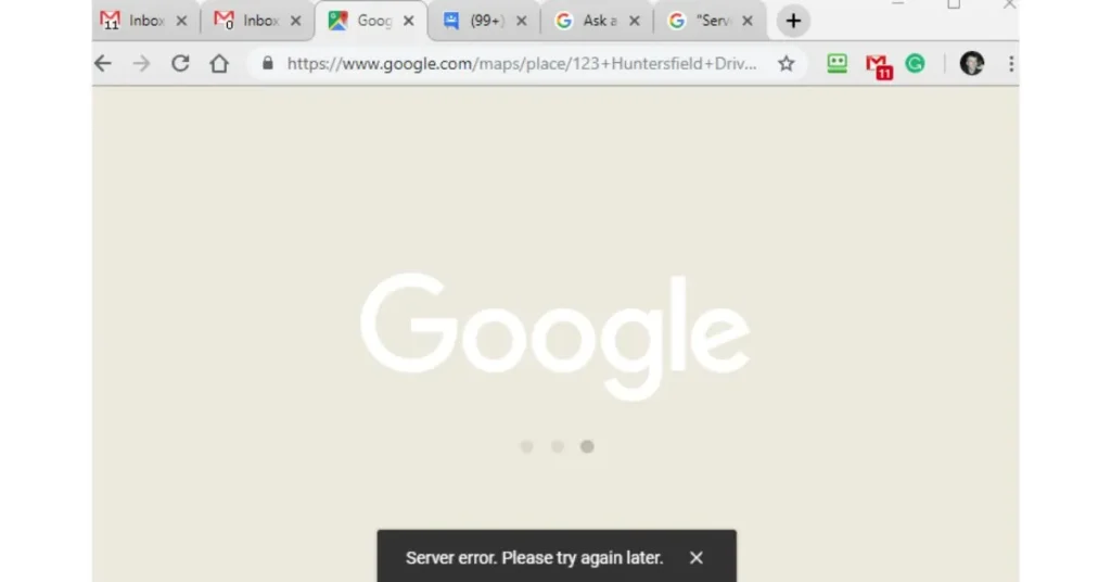google maps server error